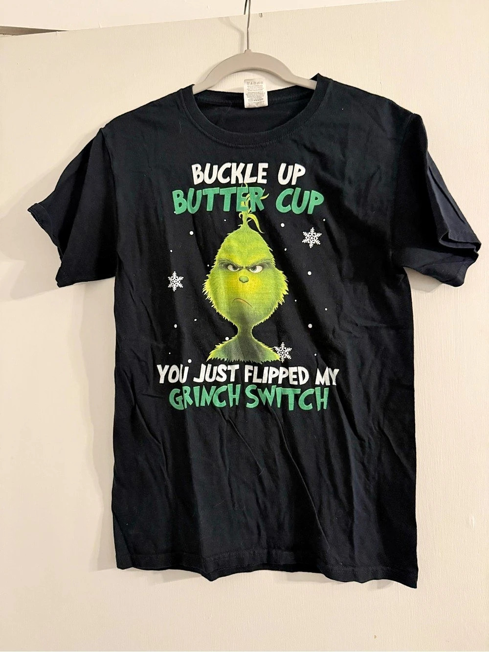 Fruit of the Loom HD Cotton Grinch Graphic T-Shirt Black & Green Small